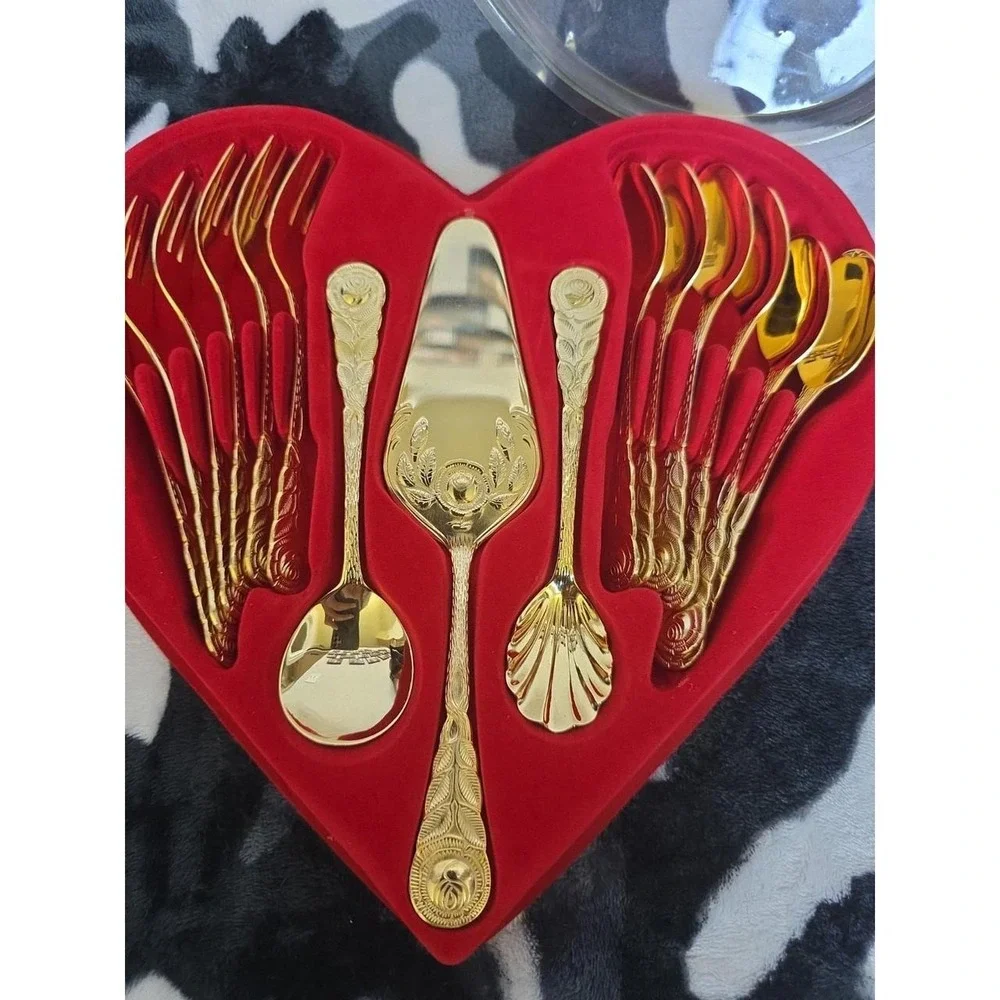 Vintage Gold Plated Coffee & Cake Serving Set Esmeyer Hildesheimer Rose